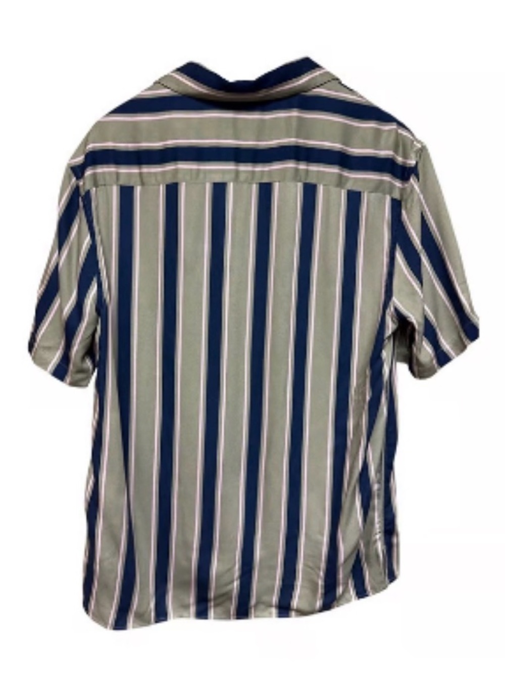 The Kooples Vertical Stripe Short-Sleeve Shirt in Navy & Olive $225 nice fabric - Picture 6 of 8